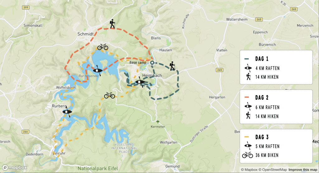 3-day packraft/bikeraft trail map
