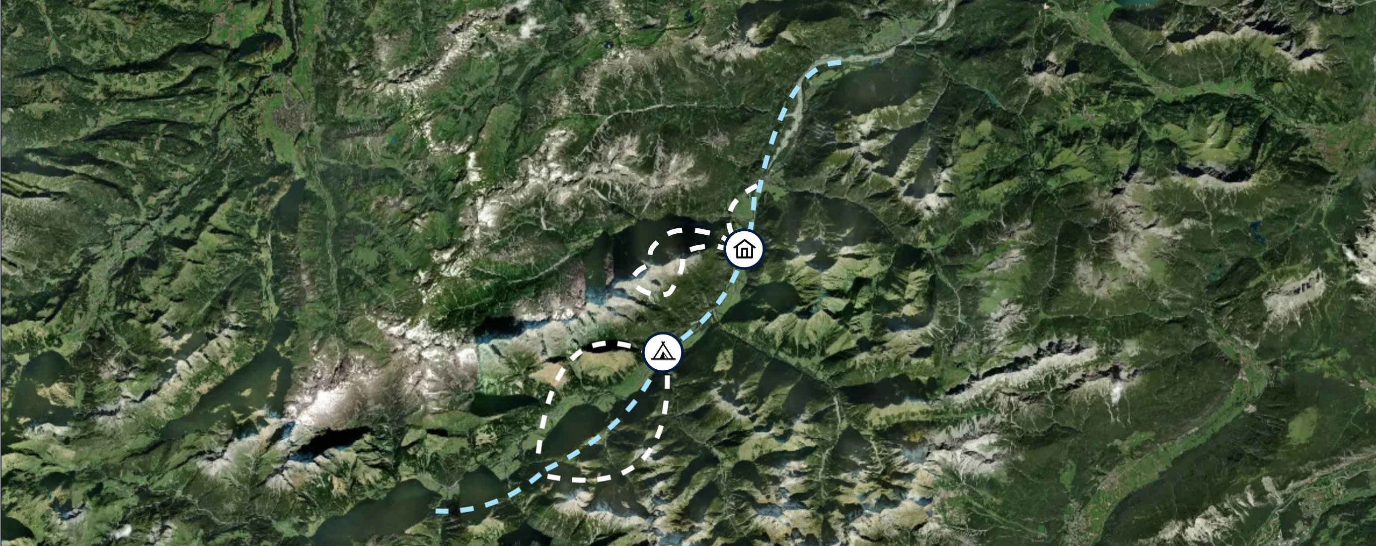 a map of a mountain range 5 day packraft trail